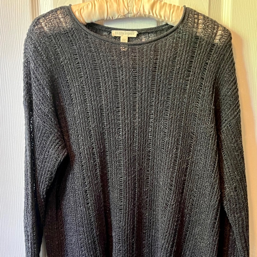 Eileen Fisher Grey silk and linen sweater
